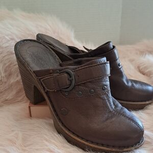 Born women's brown leather mules or clogs. Size 8